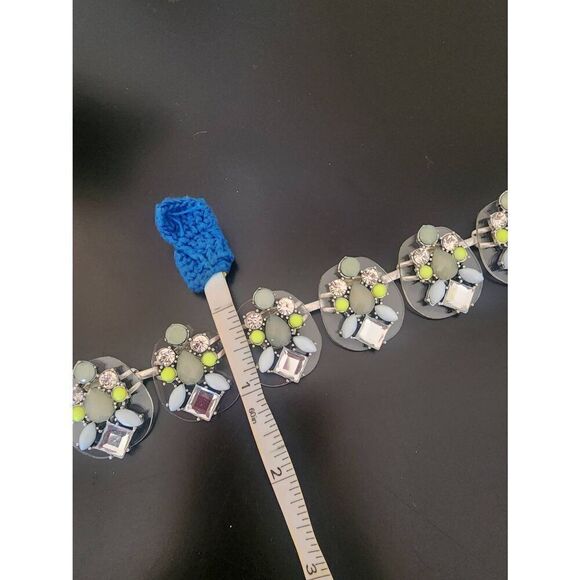 Ann Taylor Loft NWT faux crystal and silver statement necklace sea blue and gr - Picture 7 of 7